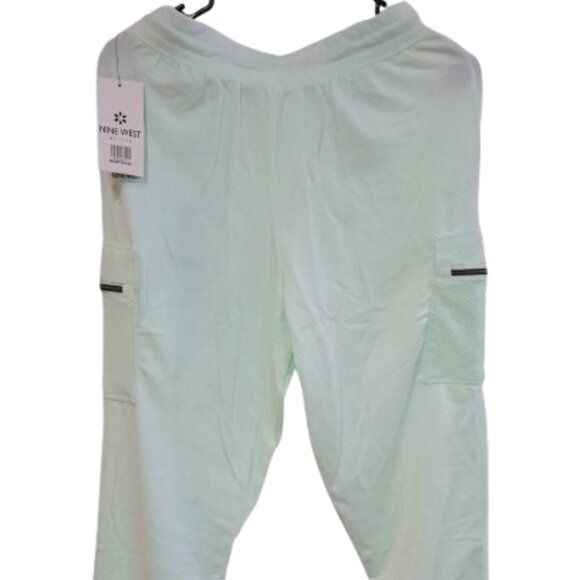 NWT Nine West Active Women's Mesh Cargo Joggers Mint Green Drawstring Size S,M,L - Picture 2 of 6